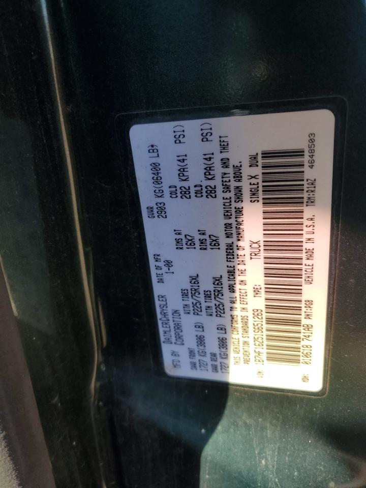 2001 Dodge Ram 1500 VIN: 1B7HF16Z51S651269 Lot: 90312175