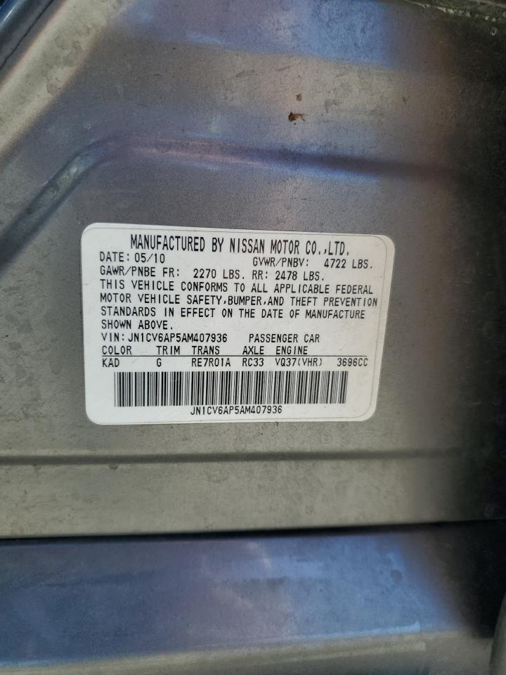 2010 Infiniti G37 Base VIN: JN1CV6AP5AM407936 Lot: 82738675