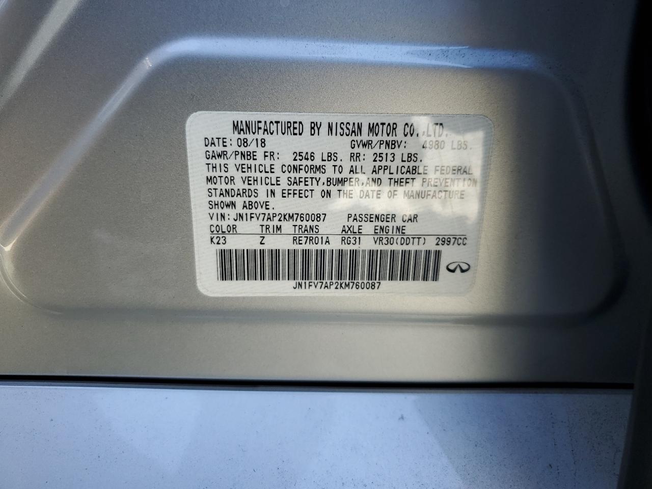 2019 Infiniti Q50 Red Sport 400 VIN: JN1FV7AP2KM760087 Lot: 87405325