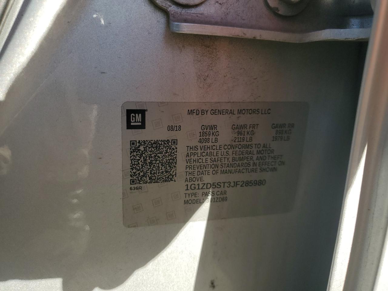 2018 Chevrolet Malibu Lt VIN: 1G1ZD5ST3JF285980 Lot: 82328445