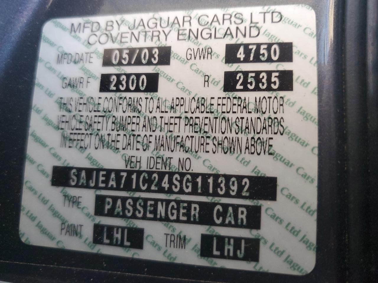 2004 Jaguar Xj8 VIN: SAJEA71C24SG11392 Lot: 85056795