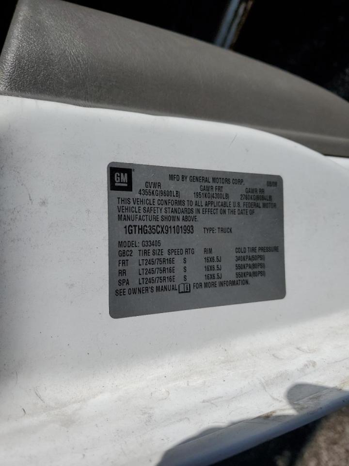 2009 GMC Savana G3500 Van VIN: 1GTHG35CX91101993 Lot: 89663045