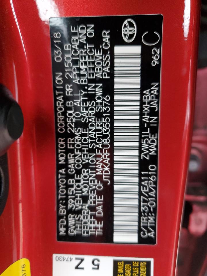 2018 Toyota Prius VIN: JTDKARFU8J3551376 Lot: 83786375