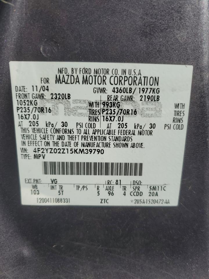 2005 Mazda Tribute I VIN: 4F2YZ02Z15KM39790 Lot: 90038845