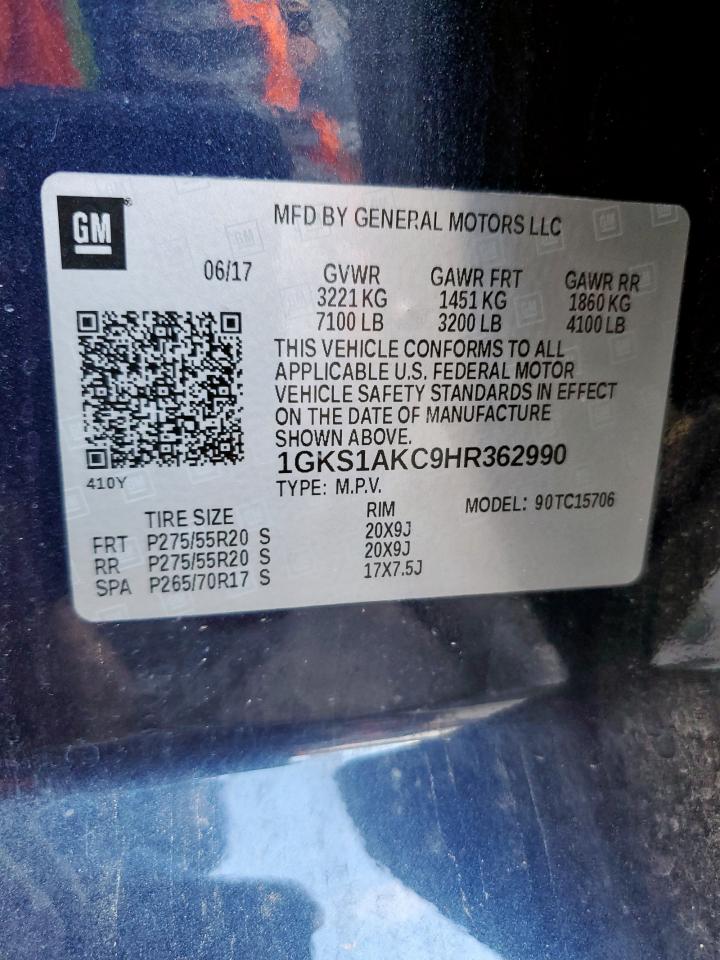 2017 GMC Yukon Sle VIN: 1GKS1AKC9HR362990 Lot: 85163565