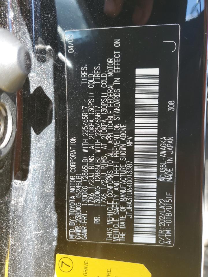 2004 Lexus Rx 330 VIN: JTJHA31U640013387 Lot: 85701015