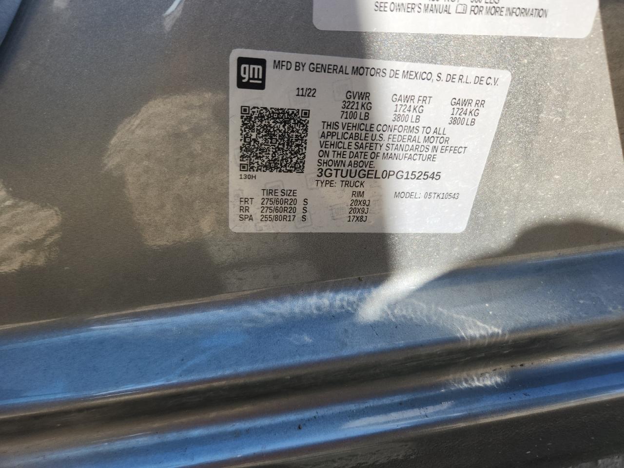 2023 GMC Sierra K1500 Denali VIN: 3GTUUGEL0PG152545 Lot: 89538355