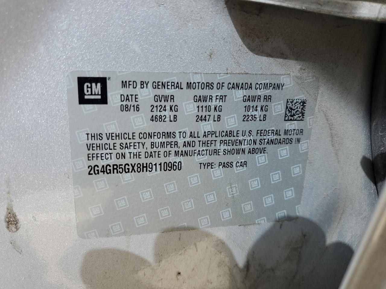 2017 Buick Regal Premium VIN: 2G4GR5GX8H9110960 Lot: 85586995