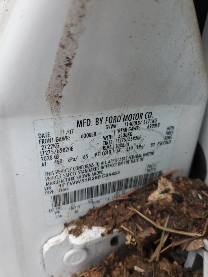 2008 Ford F350 Srw Super Duty VIN: 1FTWW31R28EC85483 Lot: 87294585