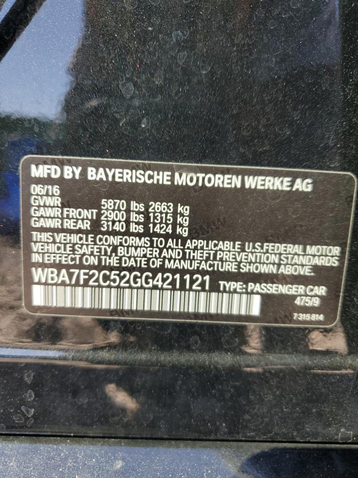 2016 BMW 750 Xi VIN: WBA7F2C52GG421121 Lot: 86329985