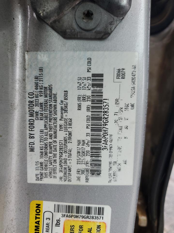 2016 Ford Fusion Se VIN: 3FA6P0H79GR283571 Lot: 82739295