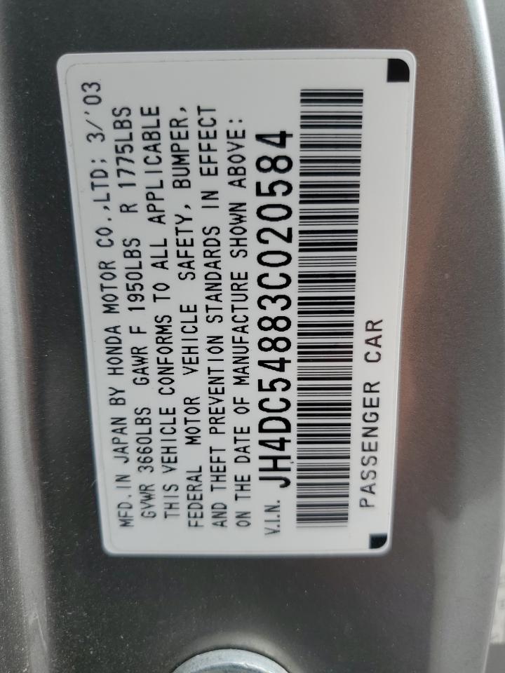 2003 Acura Rsx VIN: JH4DC54883C020584 Lot: 85831715