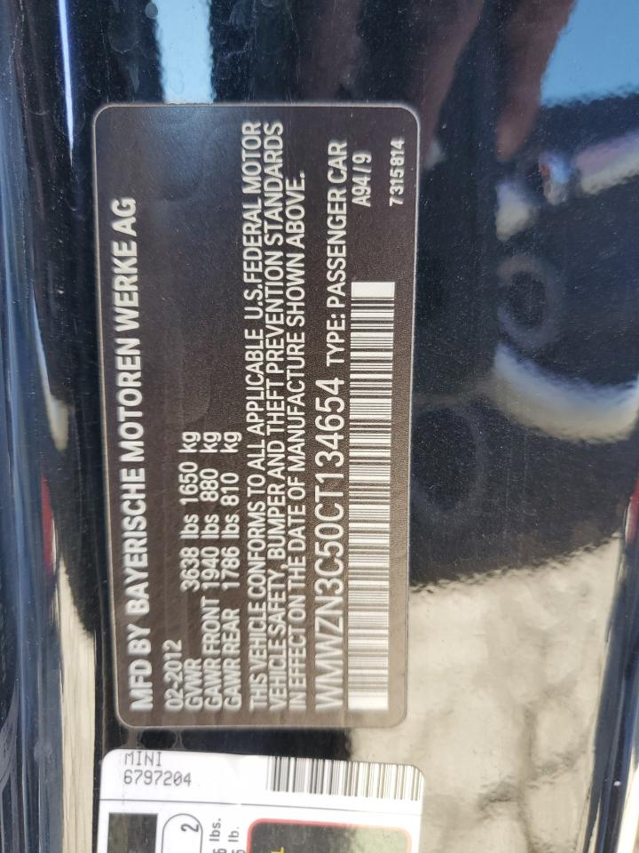 2012 Mini Cooper VIN: WMWZN3C50CT134654 Lot: 87429015