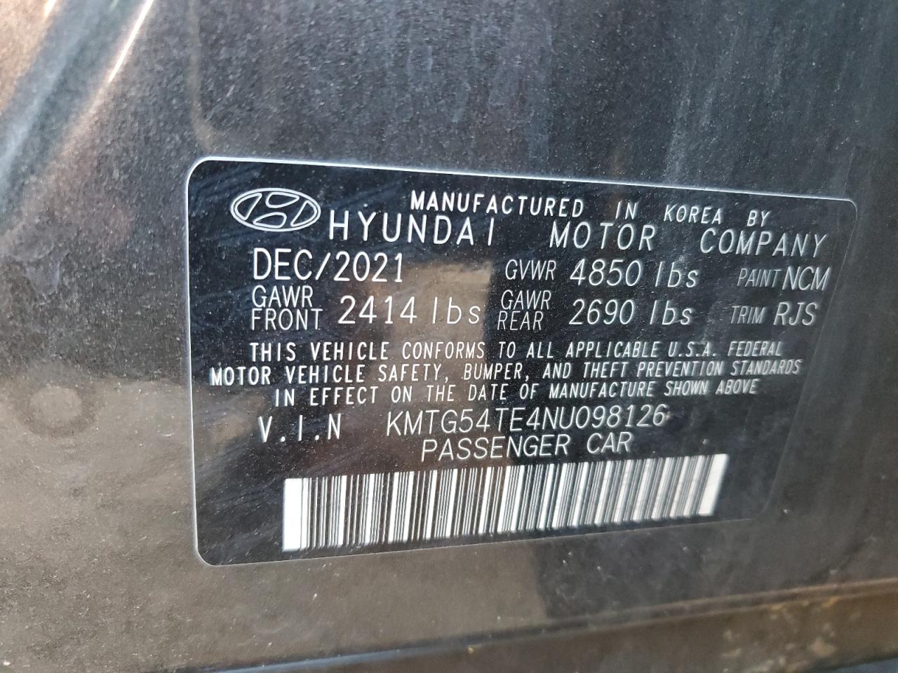 2022 Genesis G70 Base VIN: KMTG54TE4NU098126 Lot: 89445355