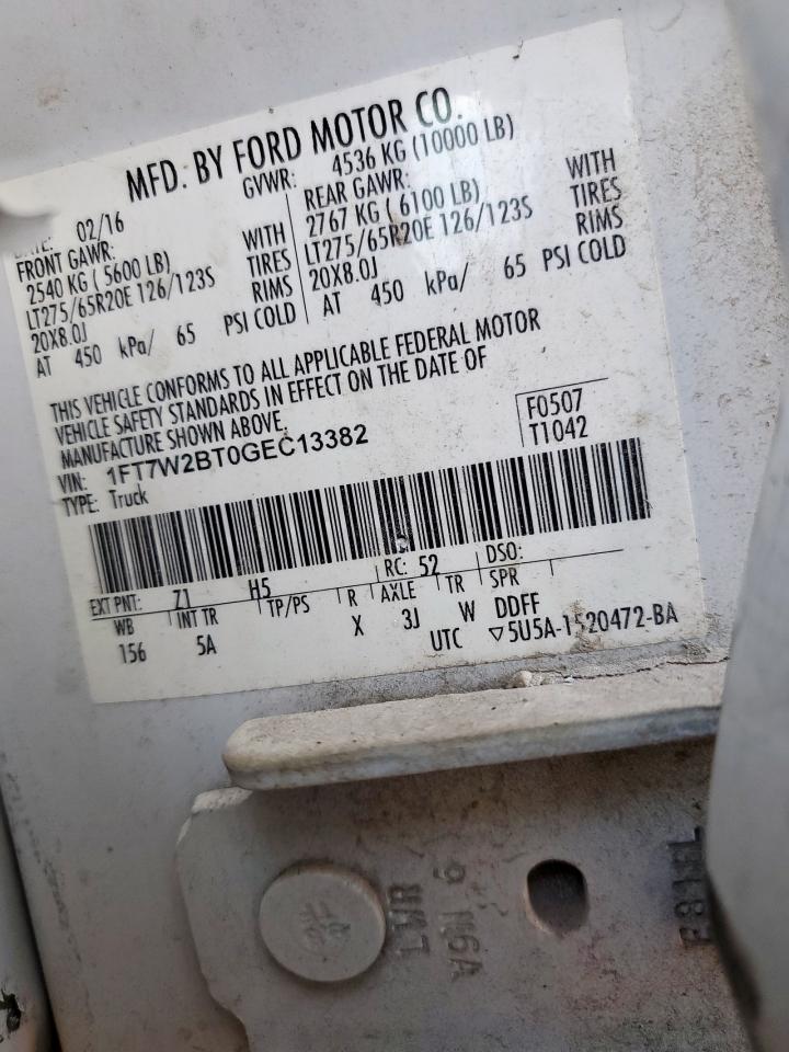 2016 Ford F250 Super Duty VIN: 1FT7W2BT0GEC13382 Lot: 86507675