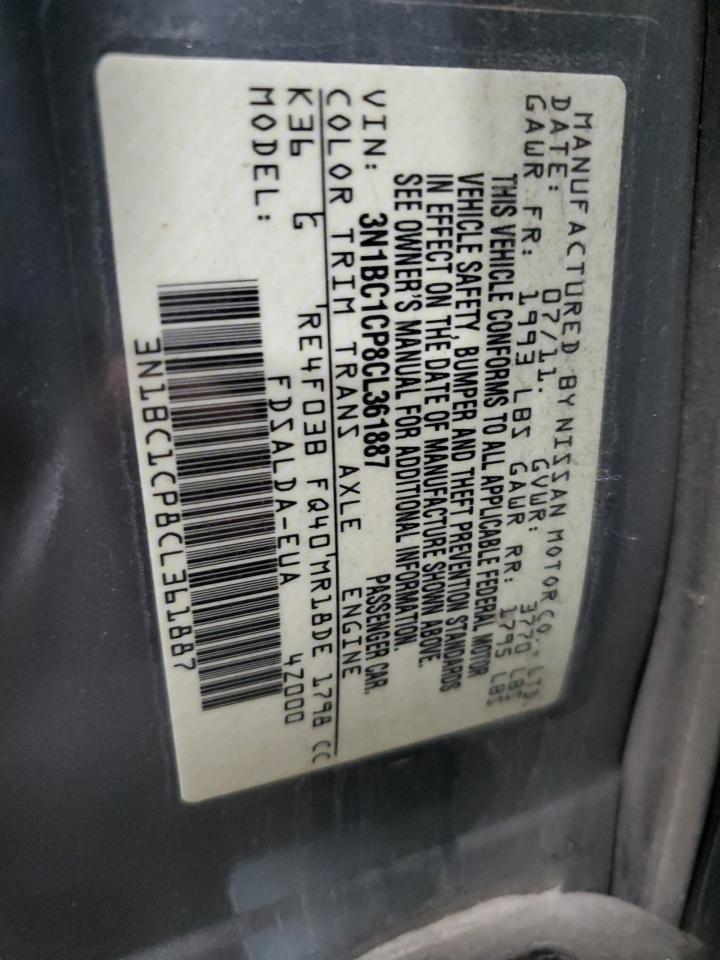 2012 Nissan Versa S VIN: 3N1BC1CP8CL361887 Lot: 86124845