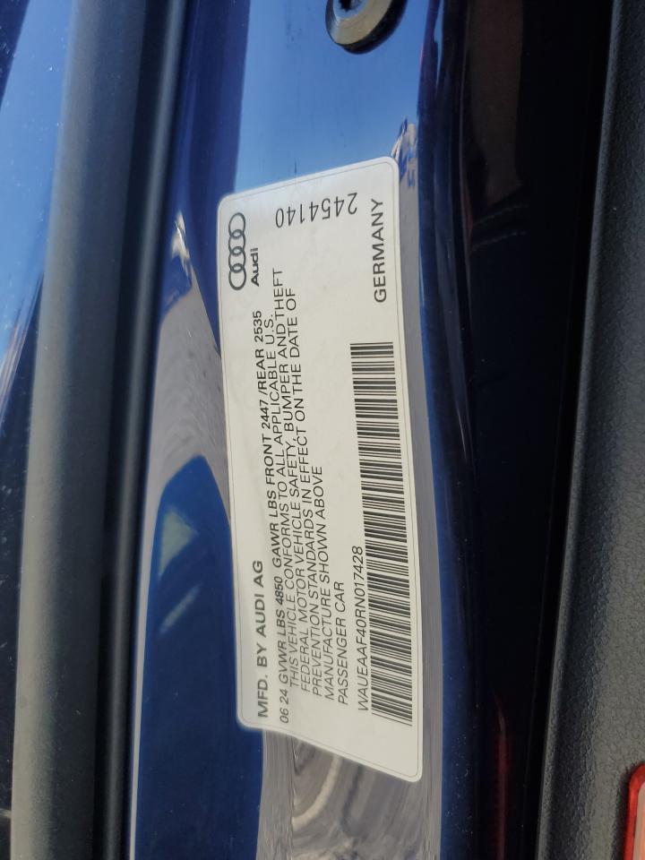 2024 Audi A4 Premium Plus 45 VIN: WAUEAAF40RN017428 Lot: 87223475