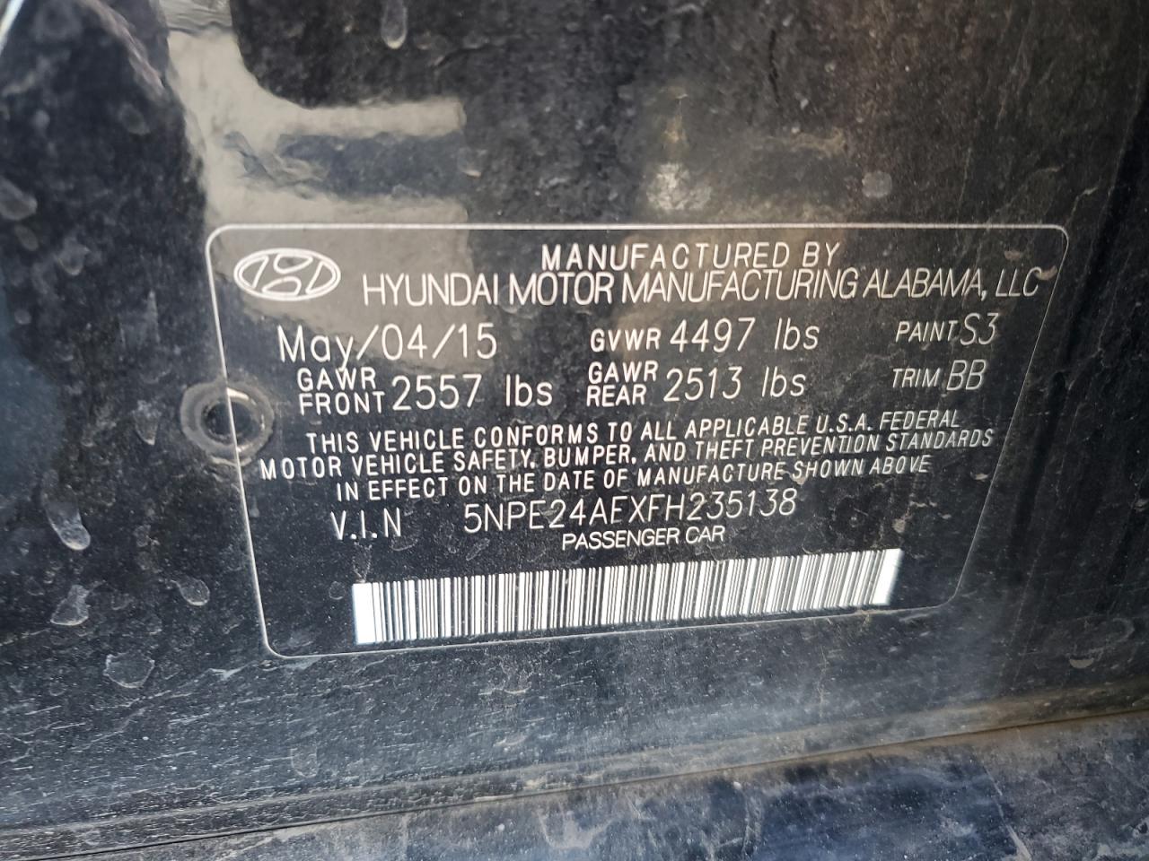 2015 Hyundai Sonata Se VIN: 5NPE24AFXFH235138 Lot: 89440385