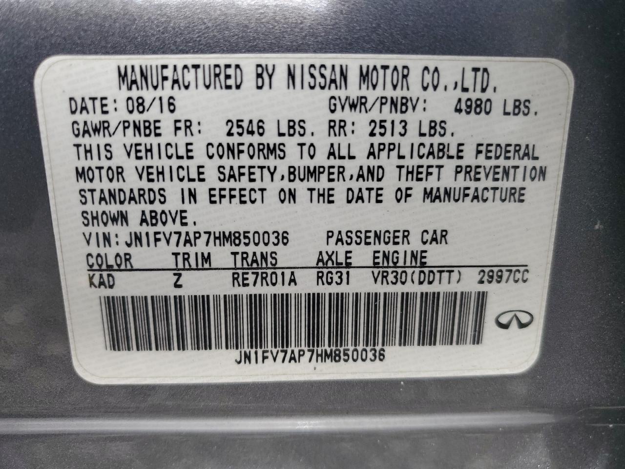 2017 Infiniti Q50 Red Sport 400 VIN: JN1FV7AP7HM850036 Lot: 87088865