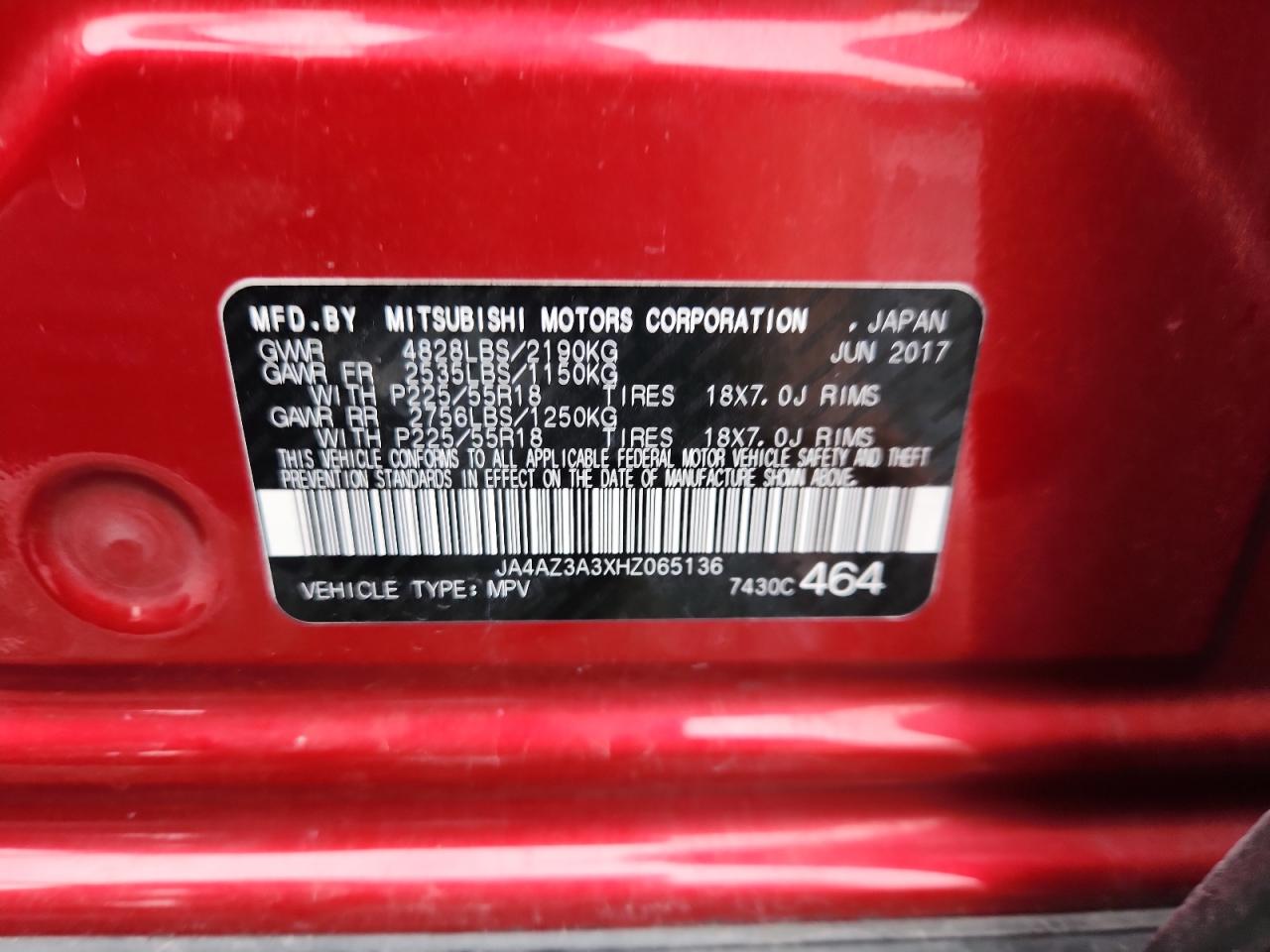 2017 Mitsubishi Outlander Se VIN: JA4AZ3A3XHZ065136 Lot: 86677215