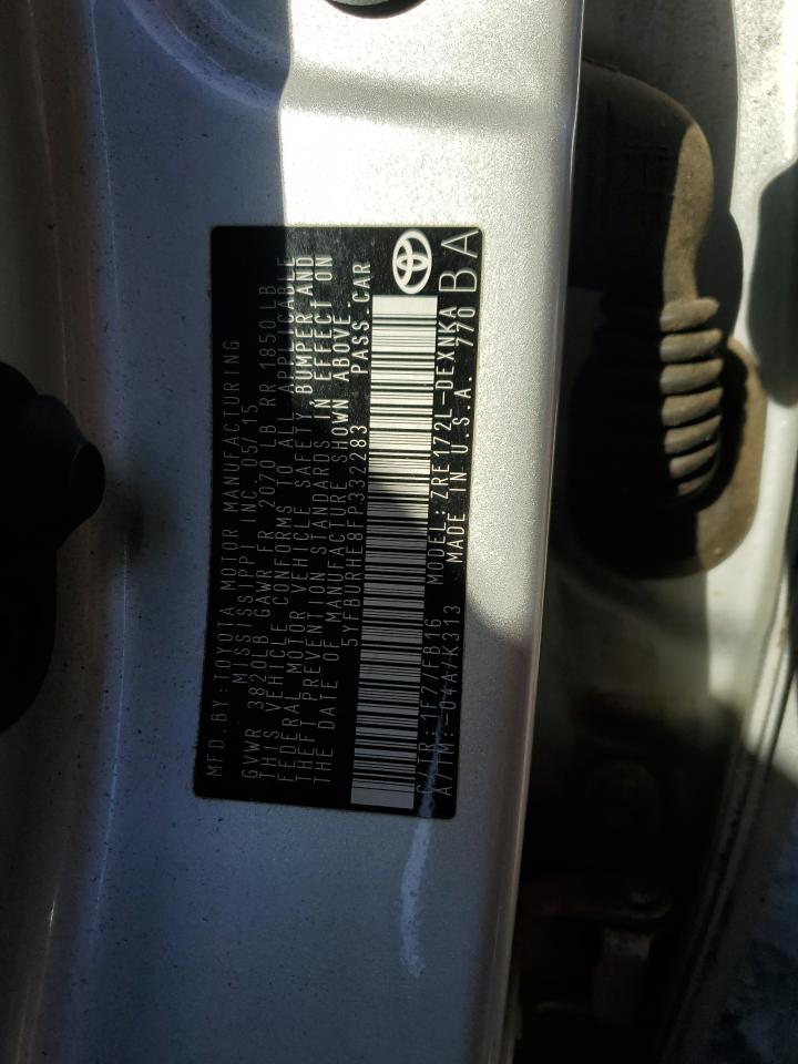 2015 Toyota Corolla L VIN: 5YFBURHE8FP332283 Lot: 84179215