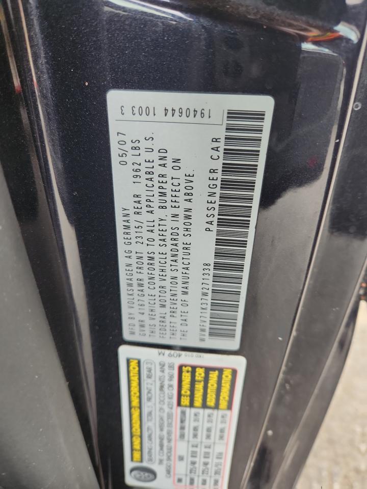 2007 Volkswagen New Gti Fahrenheit VIN: WVWFV71K37W271338 Lot: 82368495