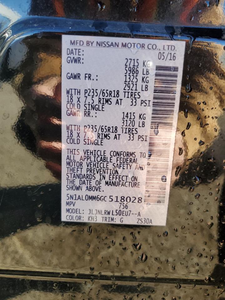 2016 Infiniti Qx60 VIN: 5N1AL0MM6GC518028 Lot: 87364045