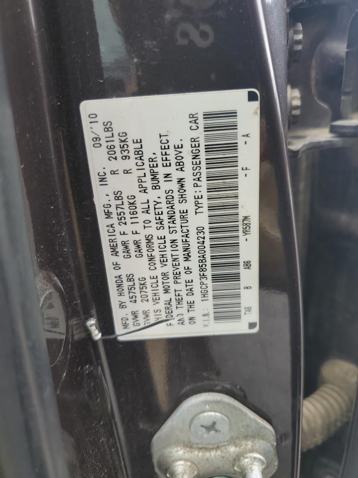 2011 Honda Accord Exl VIN: 1HGCP3F85BA004230 Lot: 85364525