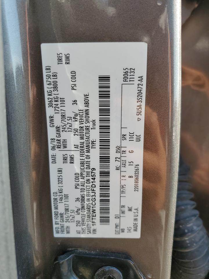 2018 Ford F150 Supercrew VIN: 1FTEW1CG3JFD14579 Lot: 89900595