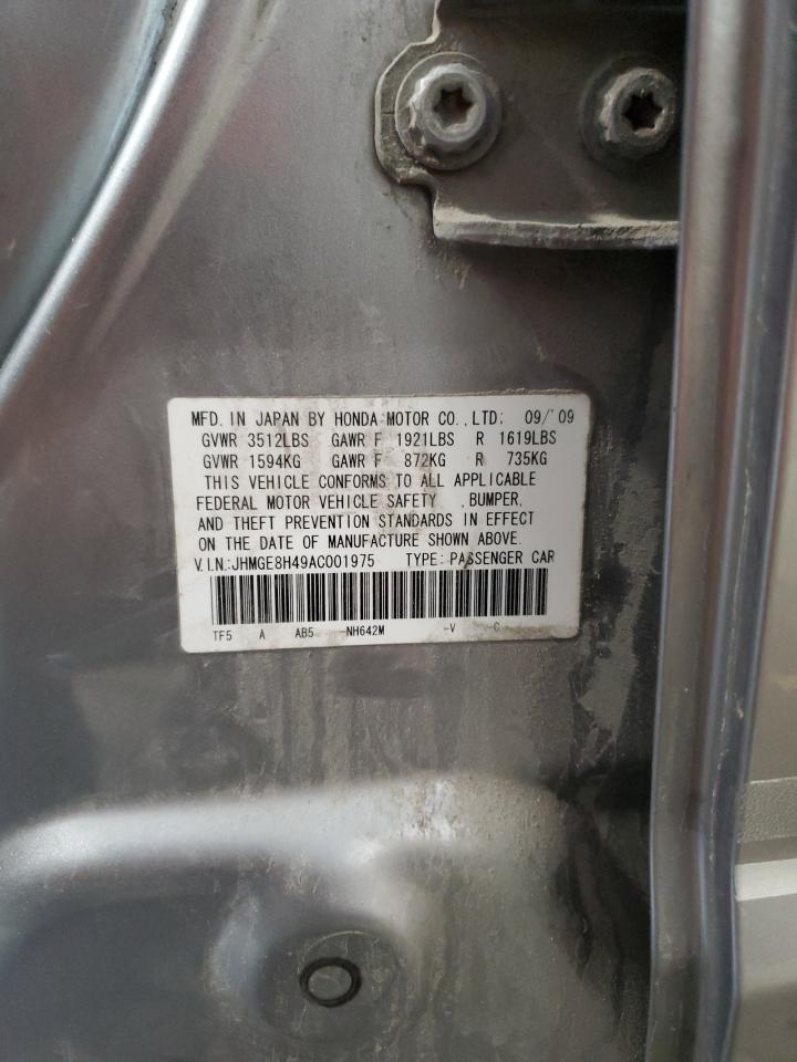 2010 Honda Fit Sport VIN: JHMGE8H49AC001975 Lot: 84868145