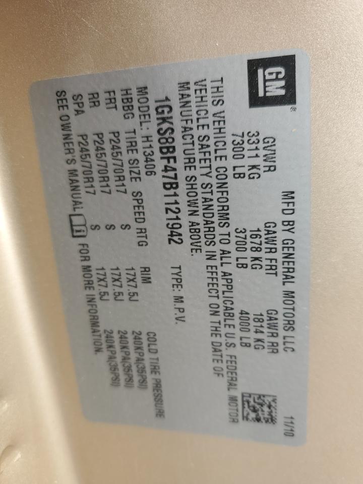 2011 GMC Savana G1500 Ls VIN: 1GKS8BF47B1121942 Lot: 81970695