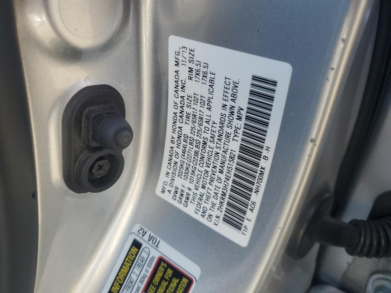 2014 Honda Cr-V Exl VIN: 2HKRM3H74EH515821 Lot: 91048985