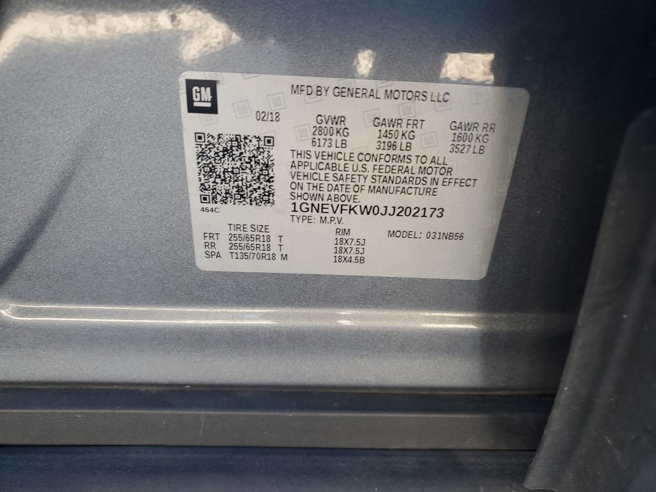 2018 Chevrolet Traverse Ls VIN: 1GNEVFKW0JJ202173 Lot: 82744125