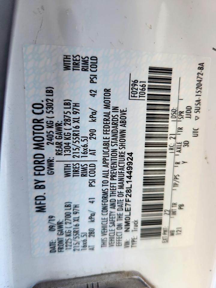 2020 Ford Transit Connect Xlt VIN: NM0LE7F28L1449924 Lot: 90323455