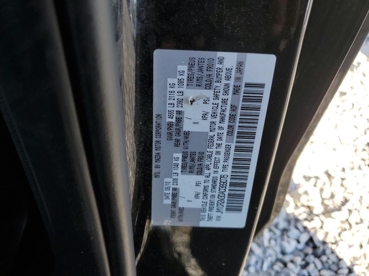 2010 Mazda 5 VIN: JM1CR2W30A0389076 Lot: 86274425