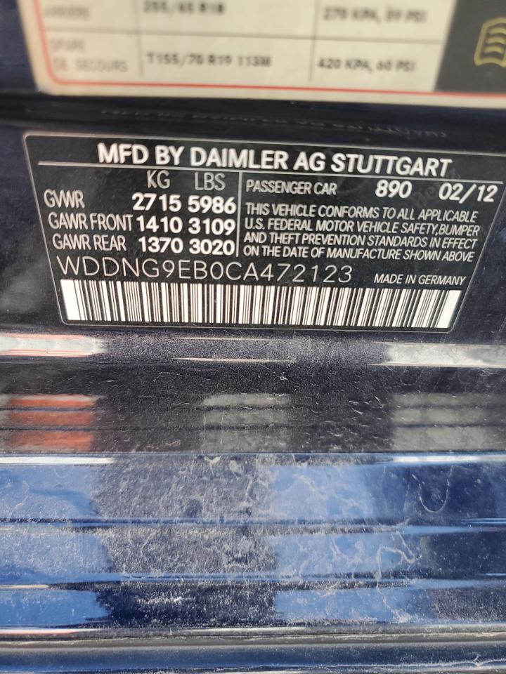 2012 Mercedes-Benz S 550 4Matic VIN: WDDNG9EB0CA472123 Lot: 87295035