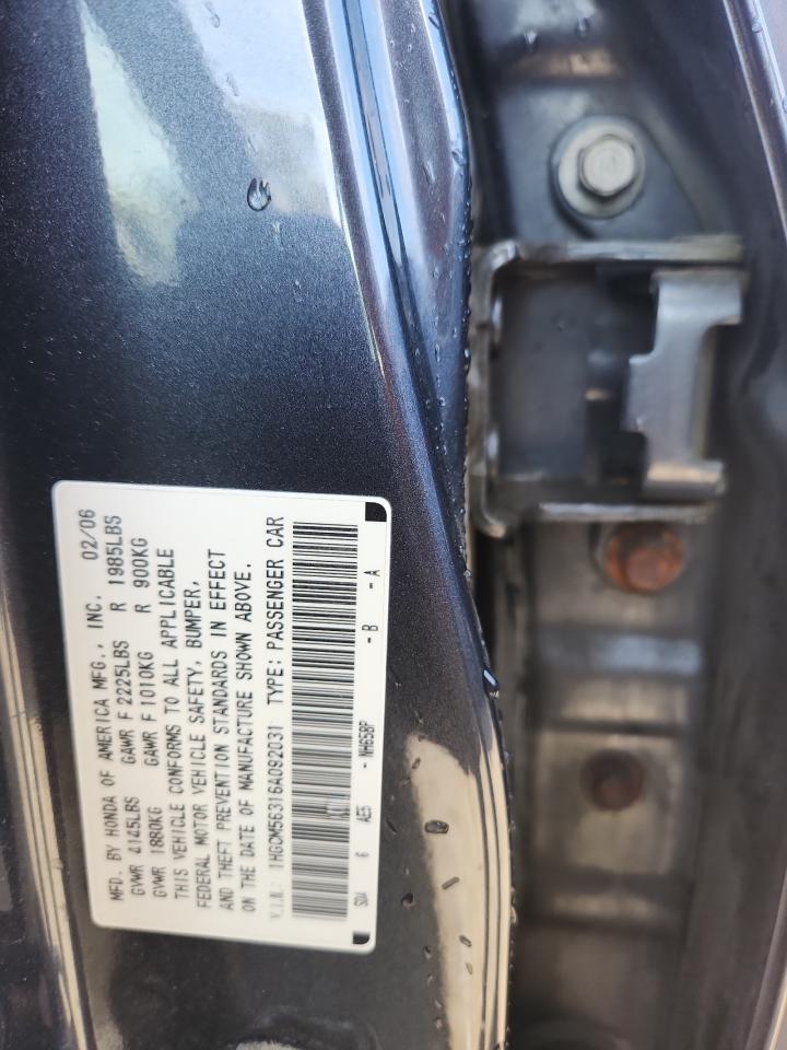 2006 Honda Accord Se VIN: 1HGCM56316A092031 Lot: 85328495