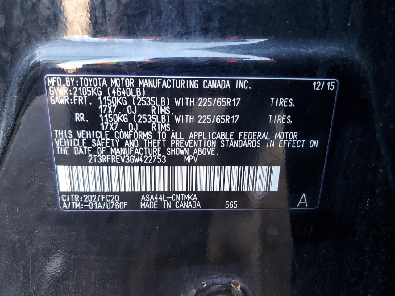 2016 Toyota Rav4 Xle VIN: 2T3RFREV3GW422753 Lot: 84913605