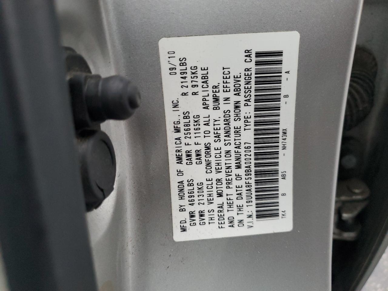 2011 Acura Tl VIN: 19UUA8F59BA002067 Lot: 82589625