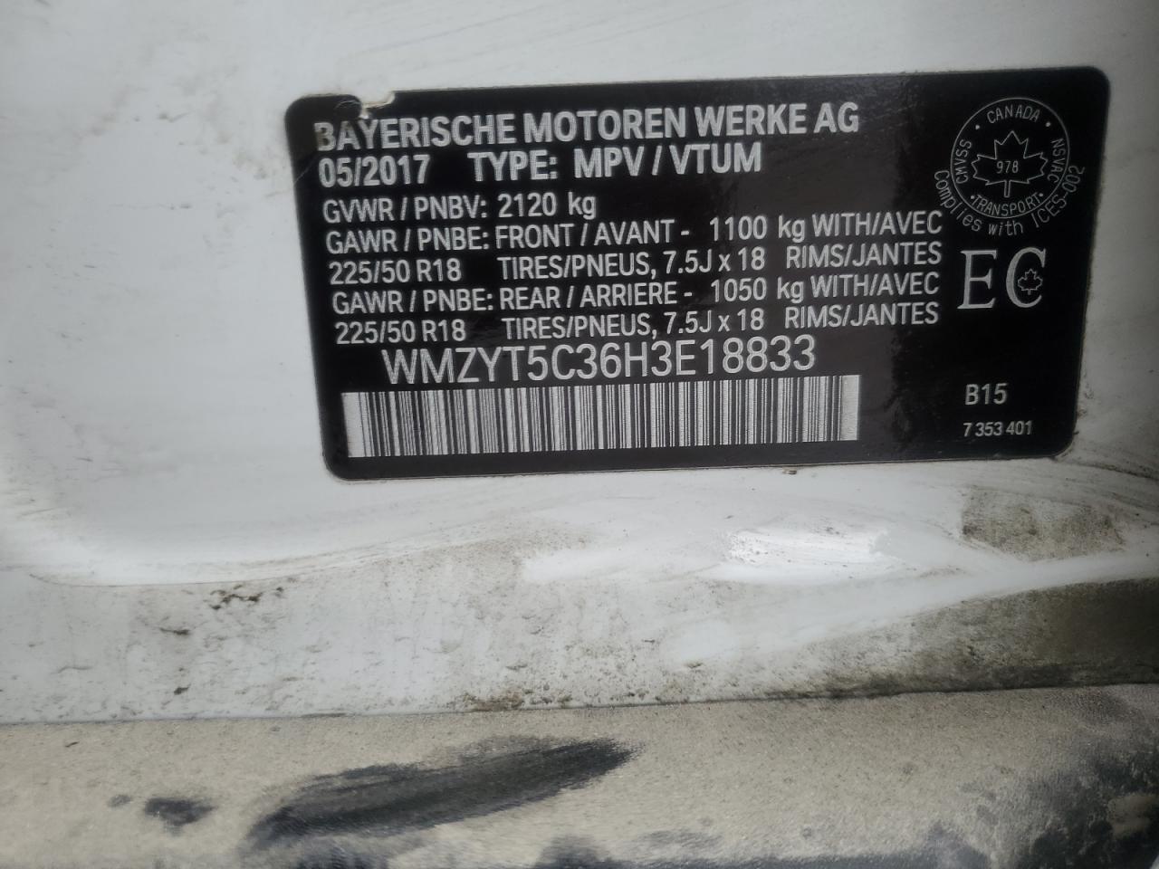 2017 Mini Cooper S Countryman All4 VIN: WMZYT5C36H3E18833 Lot: 89659095