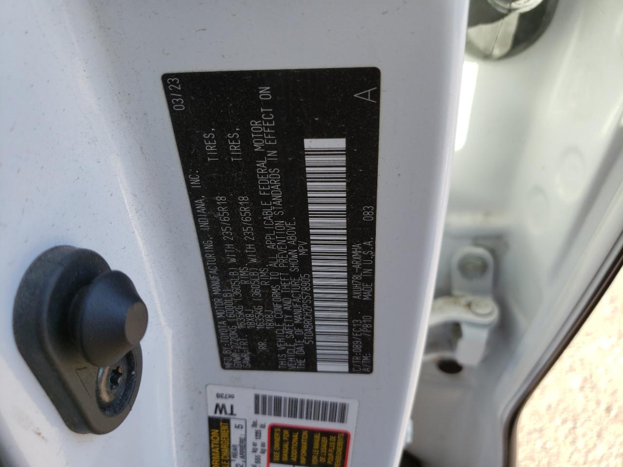 2023 Toyota Highlander Hybrid Bronze Edition VIN: 5TDABRCH2PS578905 Lot: 85008245