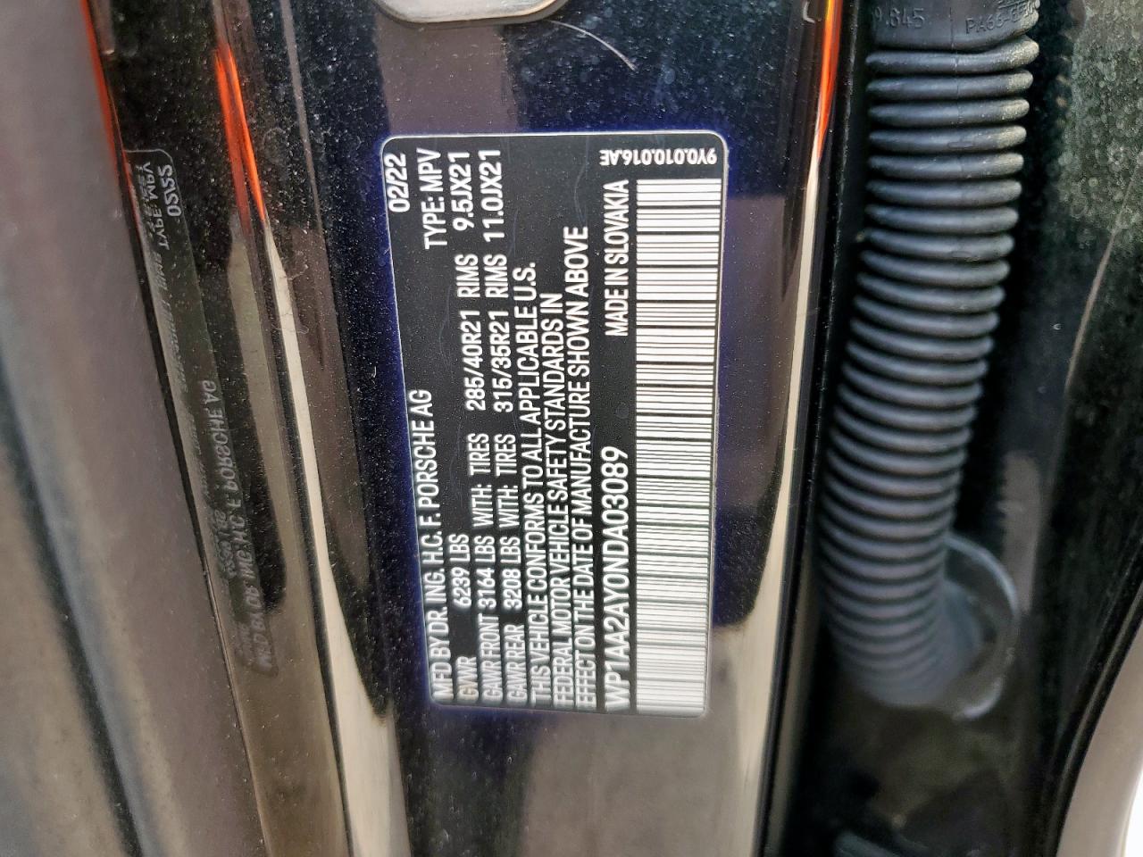 2022 Porsche Cayenne VIN: WP1AA2AY0NDA03089 Lot: 82443965