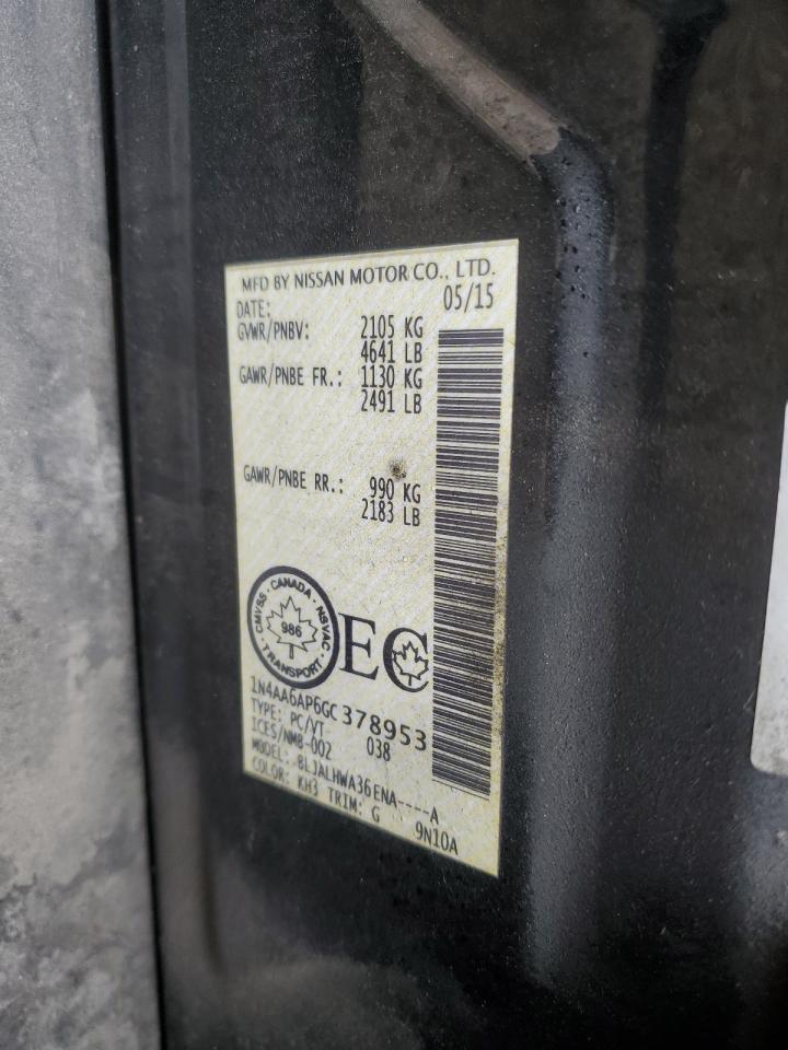 2016 Nissan Maxima 3.5S VIN: 1N4AA6AP6GC378953 Lot: 85339655