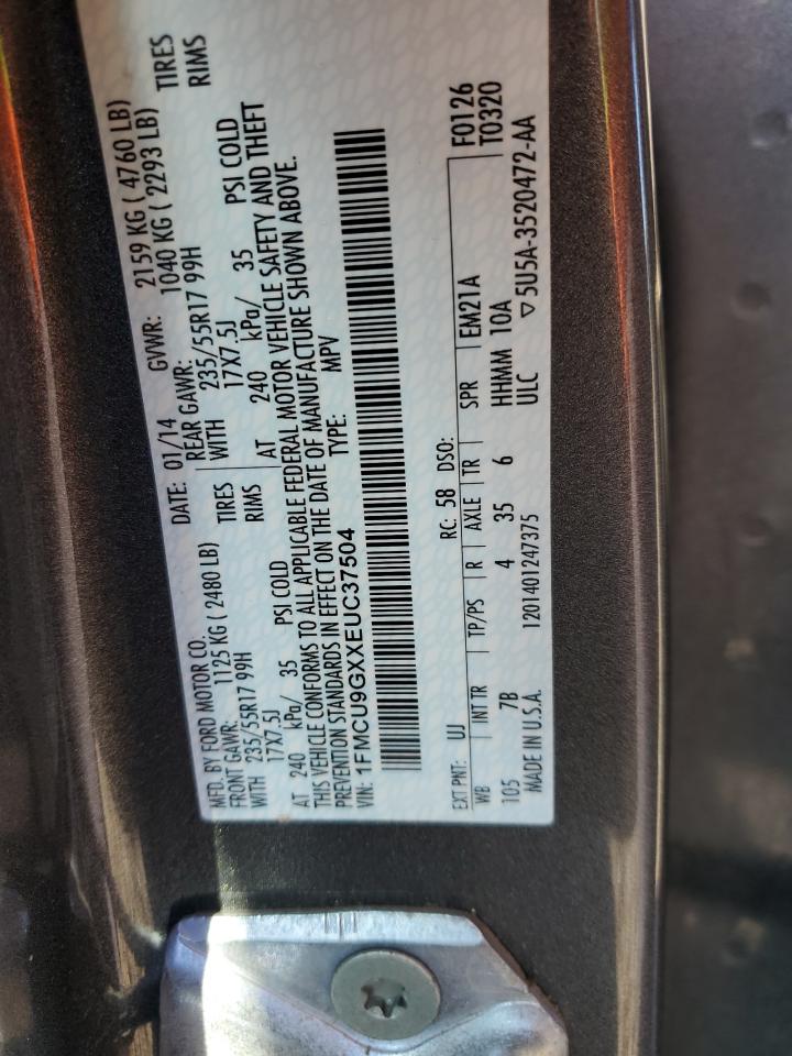 2014 Ford Escape Se VIN: 1FMCU9GXXEUC37504 Lot: 82439885