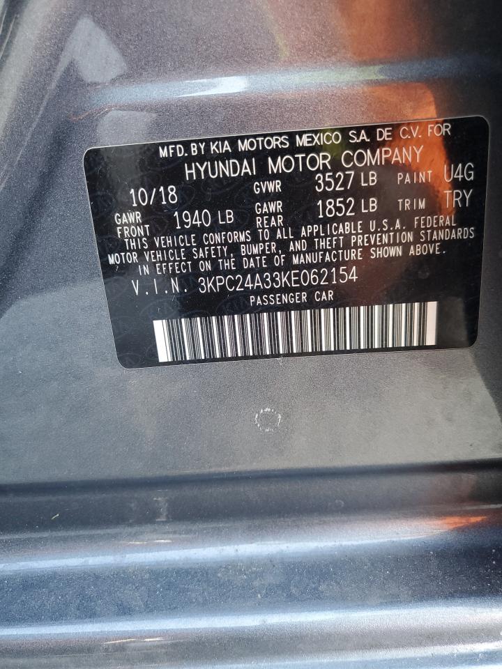 2019 Hyundai Accent Se VIN: 3KPC24A33KE062154 Lot: 93034745