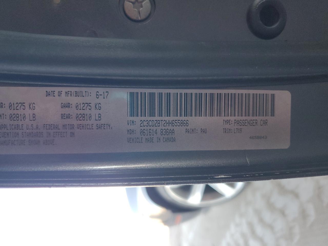 2017 Dodge Challenger R/T VIN: 2C3CDZBT2HH655866 Lot: 87236045