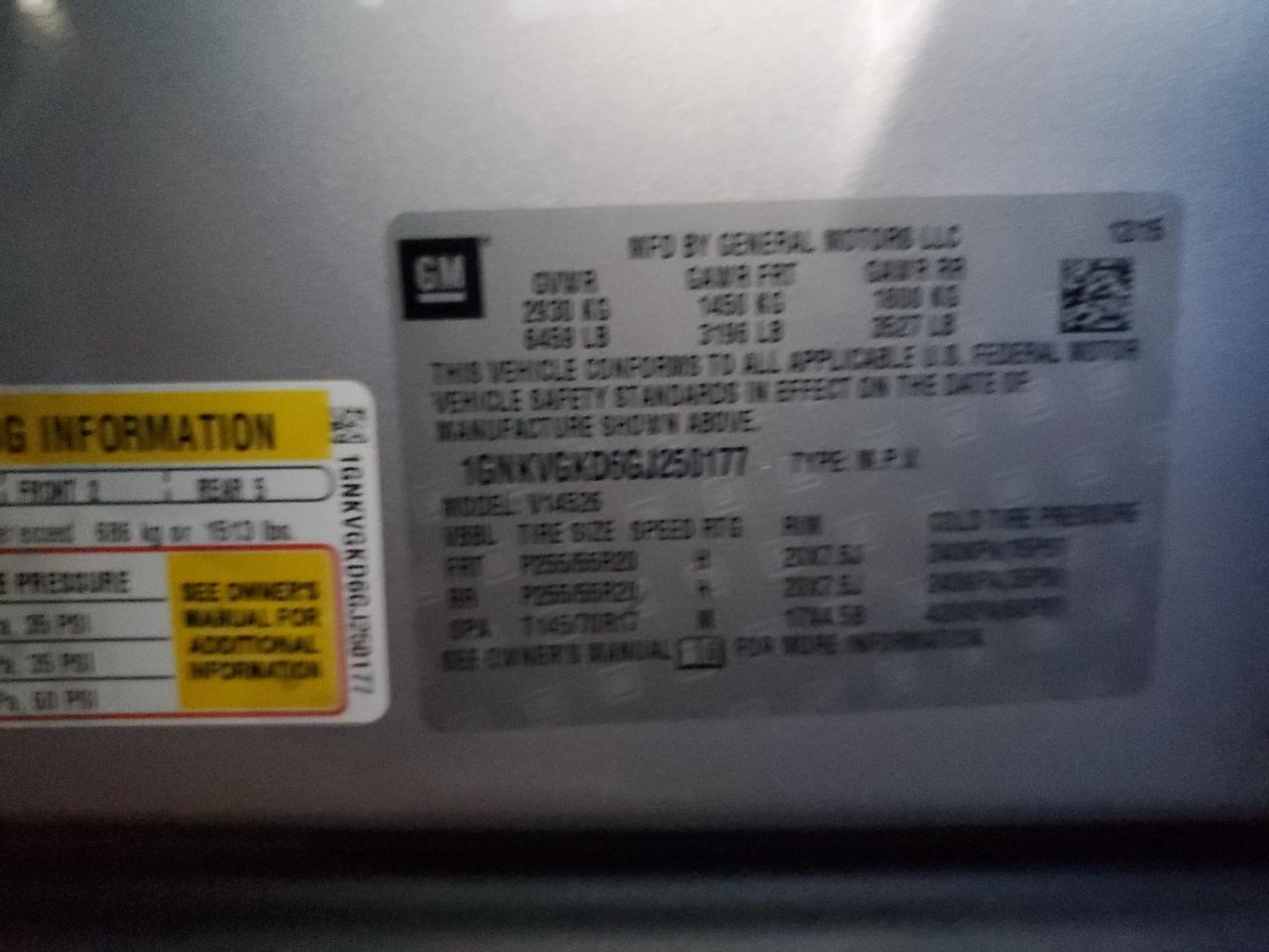 2016 Chevrolet Traverse Lt VIN: 1GNKVGKD6GJ250177 Lot: 86073245