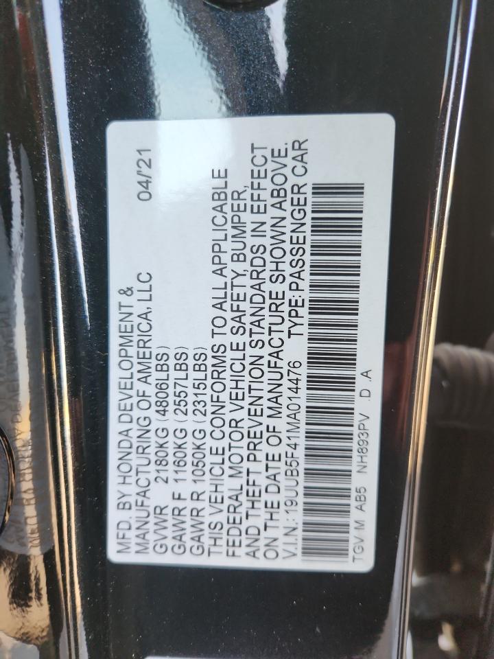 2021 Acura Tlx Technology VIN: 19UUB5F41MA014476 Lot: 90644935