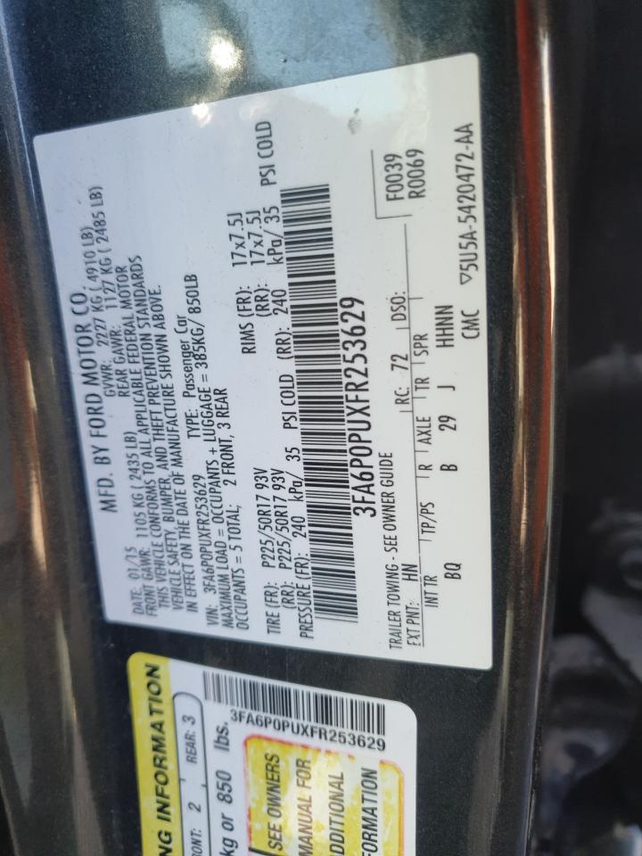 2015 Ford Fusion Se Phev VIN: 3FA6P0PUXFR253629 Lot: 82255375