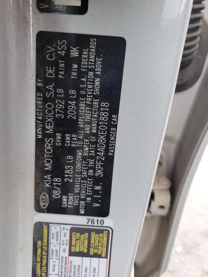 2019 Kia Forte Fe VIN: 3KPF24AD8KE018818 Lot: 84474125